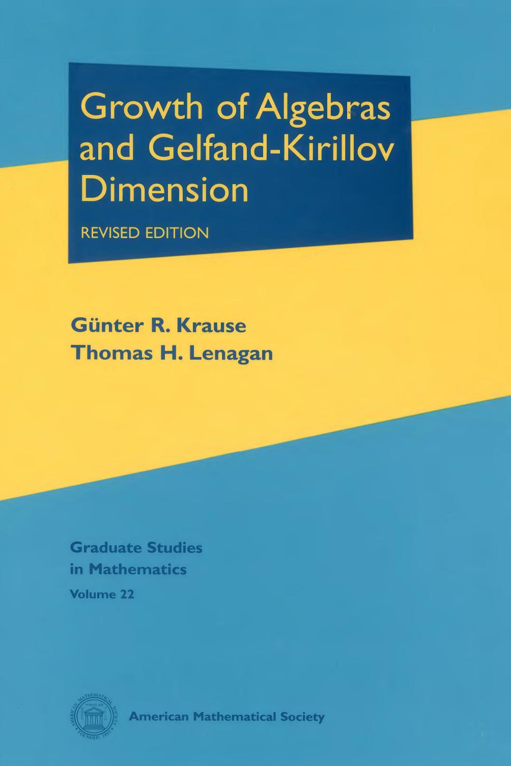 1 fAsDLmFs (Graduate Studies in Mathematics,022) Gunter R. Krause and Thomas H. Lenagan