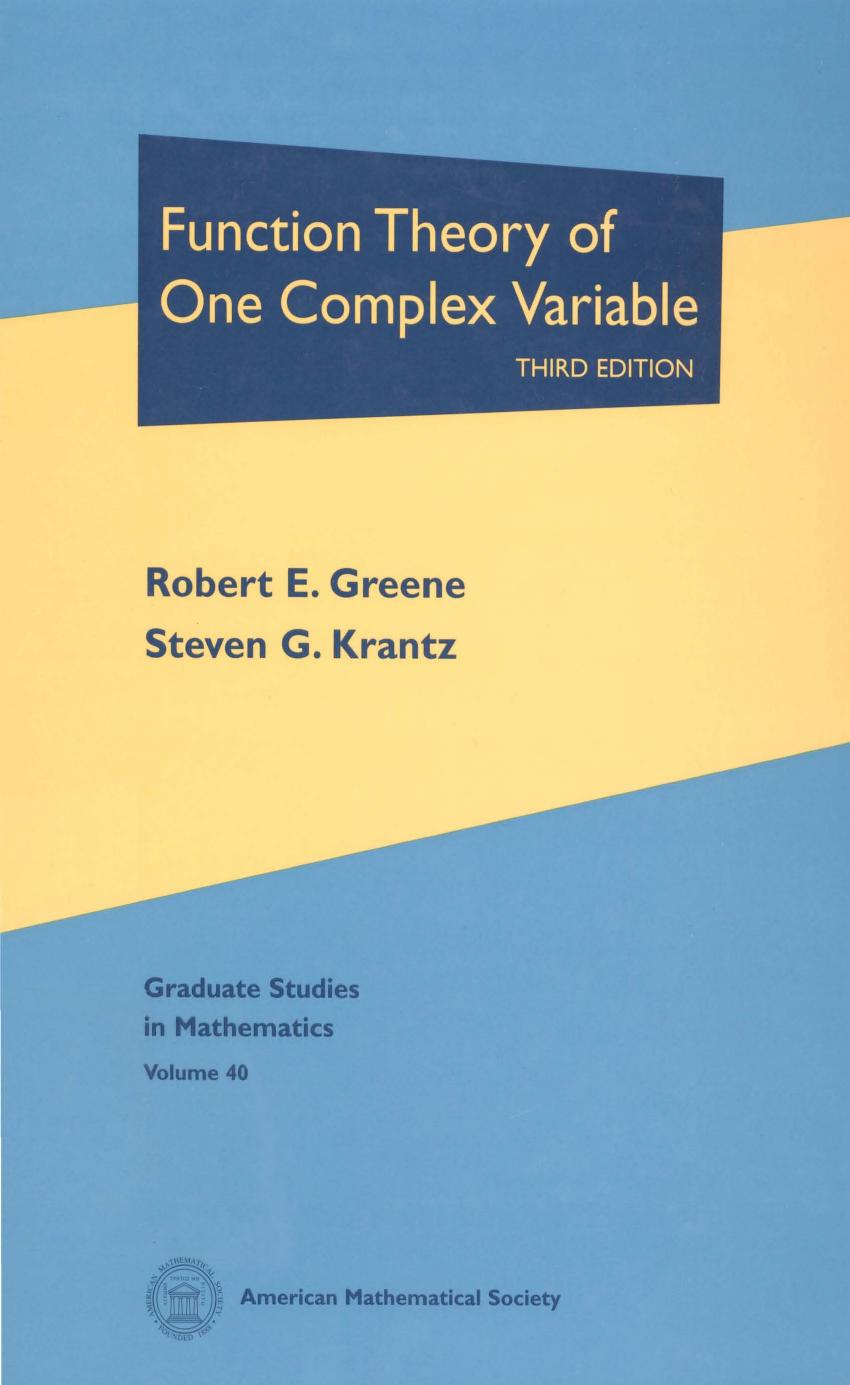 Function Theory of One Complex Variable, Third Edition