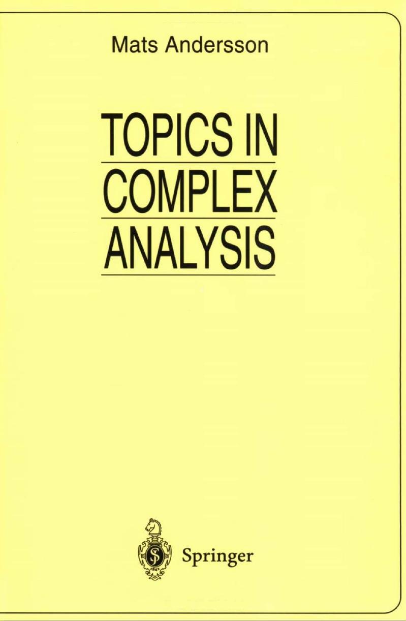 Topics in Complex Analysis (Universitext / Universitext: Tracts in Mathematics)