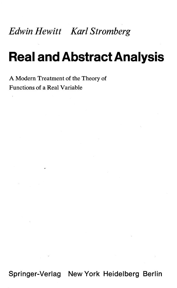 1 3rGKEAfl GTM 025 - ISBN978-0-387-90138-1 - Edwin Hewitt, Karl Stromberg - Real and Abstract Analysis