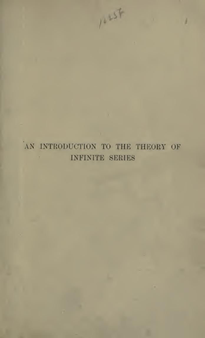 An introduction to the theory of infinite series