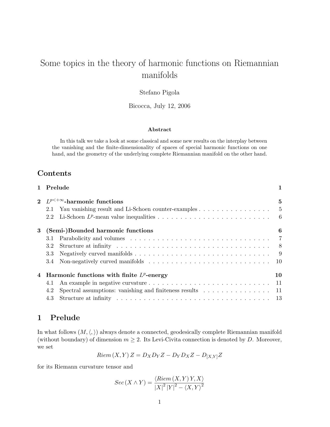 1_C0FUEng6_Some topics in the theory of harmonic functions on Riemannian