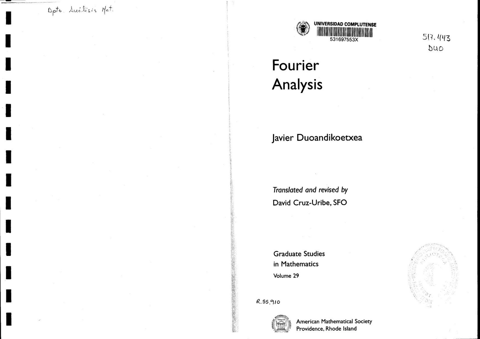 1_h5JsPwnm_Fourier Analysis (Javier Duoandikoetxea)