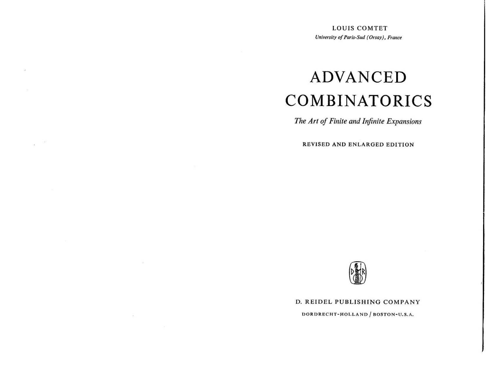 1_iA9Us5L4_Advanced Combinatorics (revised) - L. Comtet