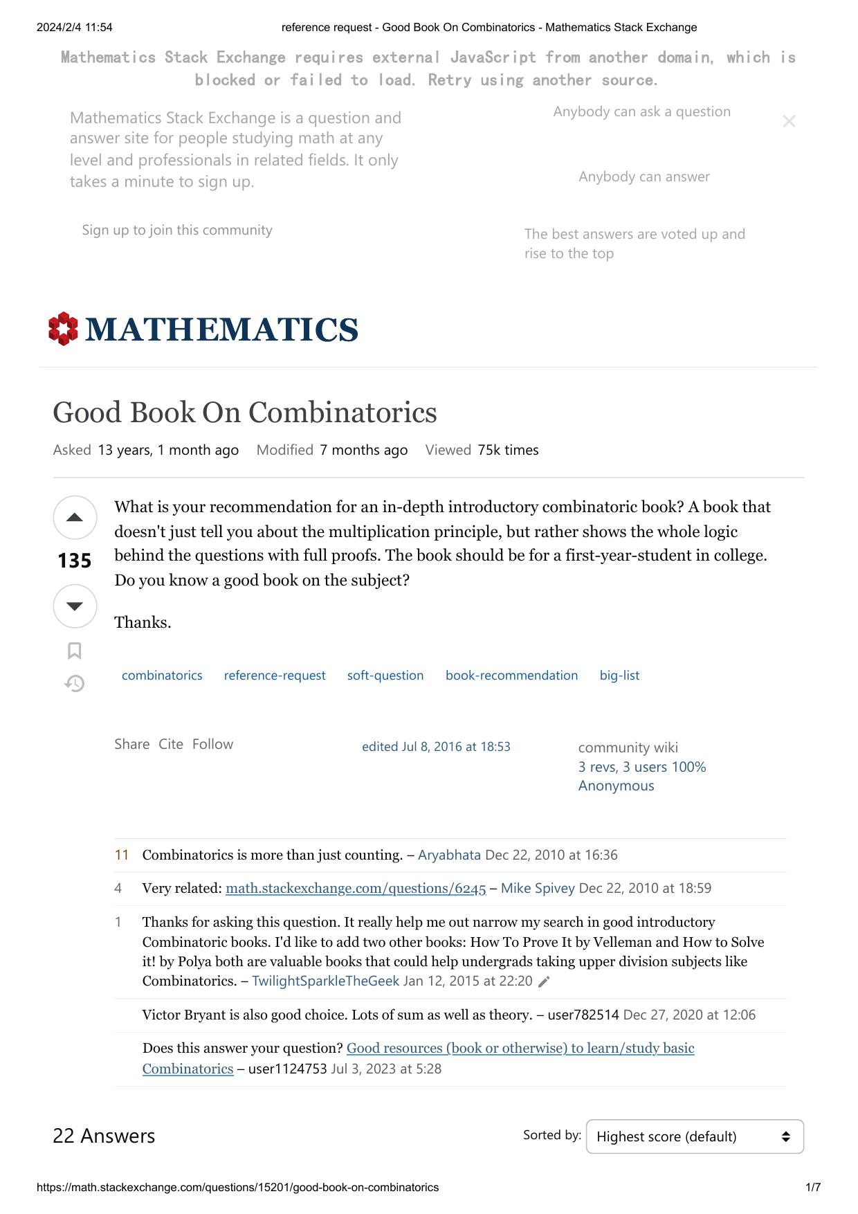 1_8nCfmSKg_Good Book On Combinatorics - Mathematics Stack Exchange