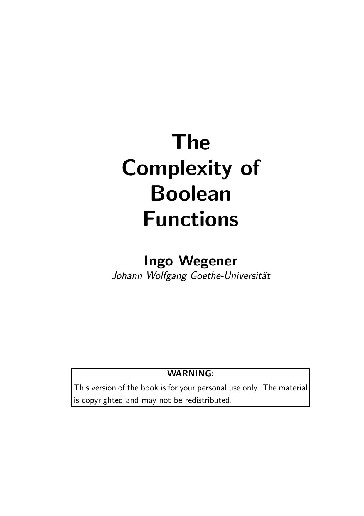 1_ik2slqQn_The Complexity of Boolean Functions - Ingo Wegener