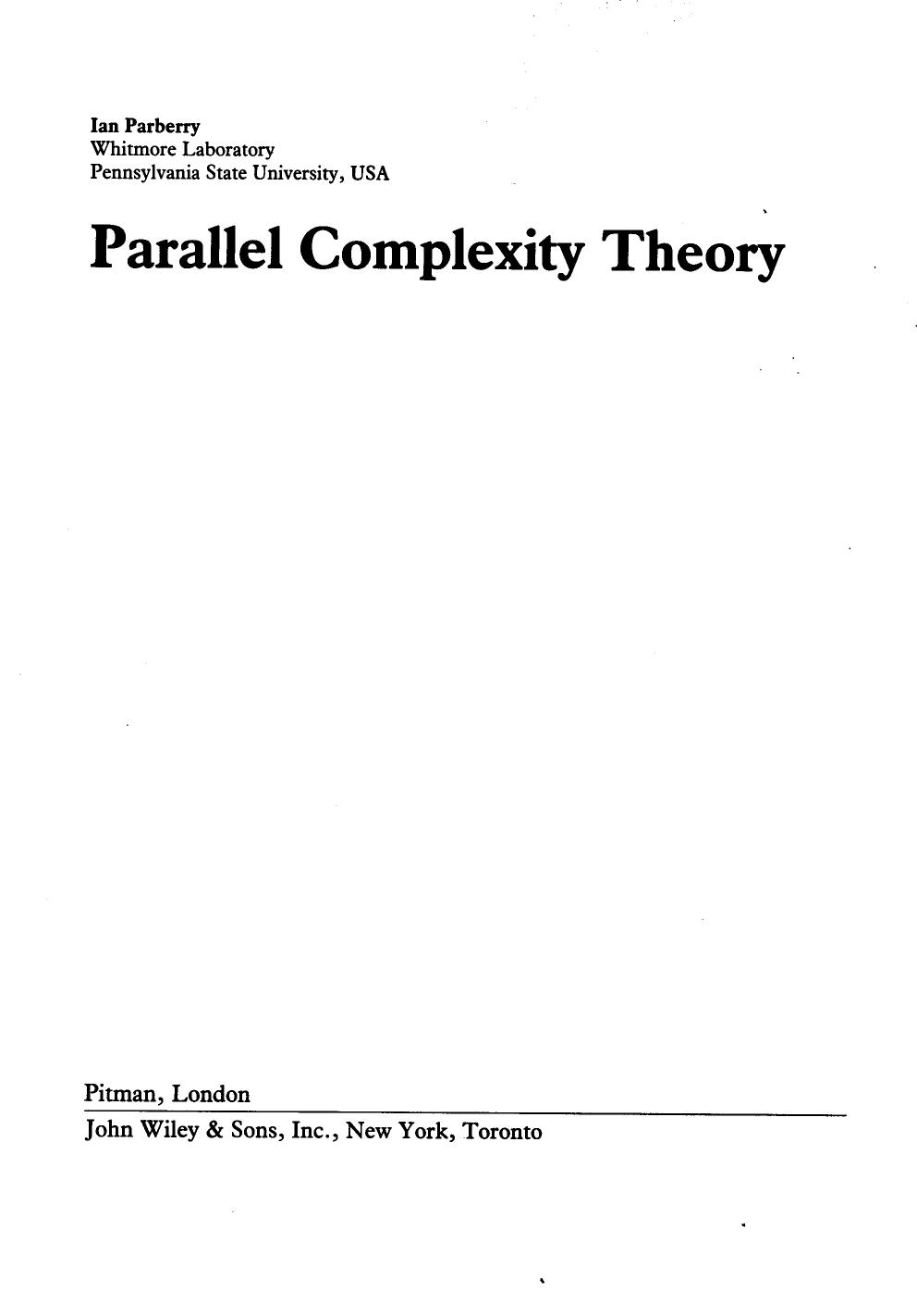 1_FOeE1nKG_Parallel Complexity Theory - Ian Parberry