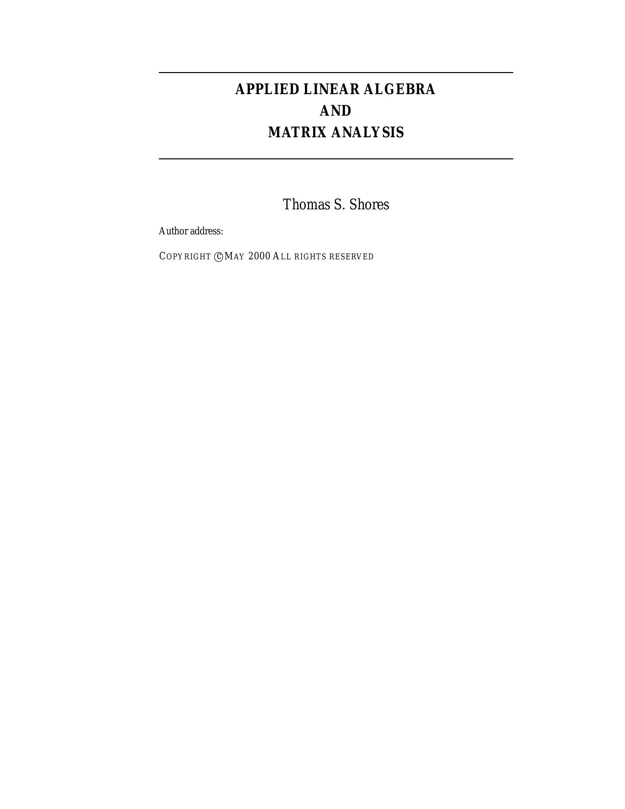 1_ji3JKnSr_Applied Linear Algebra And Matrix Analysis - Thomas S. Shores