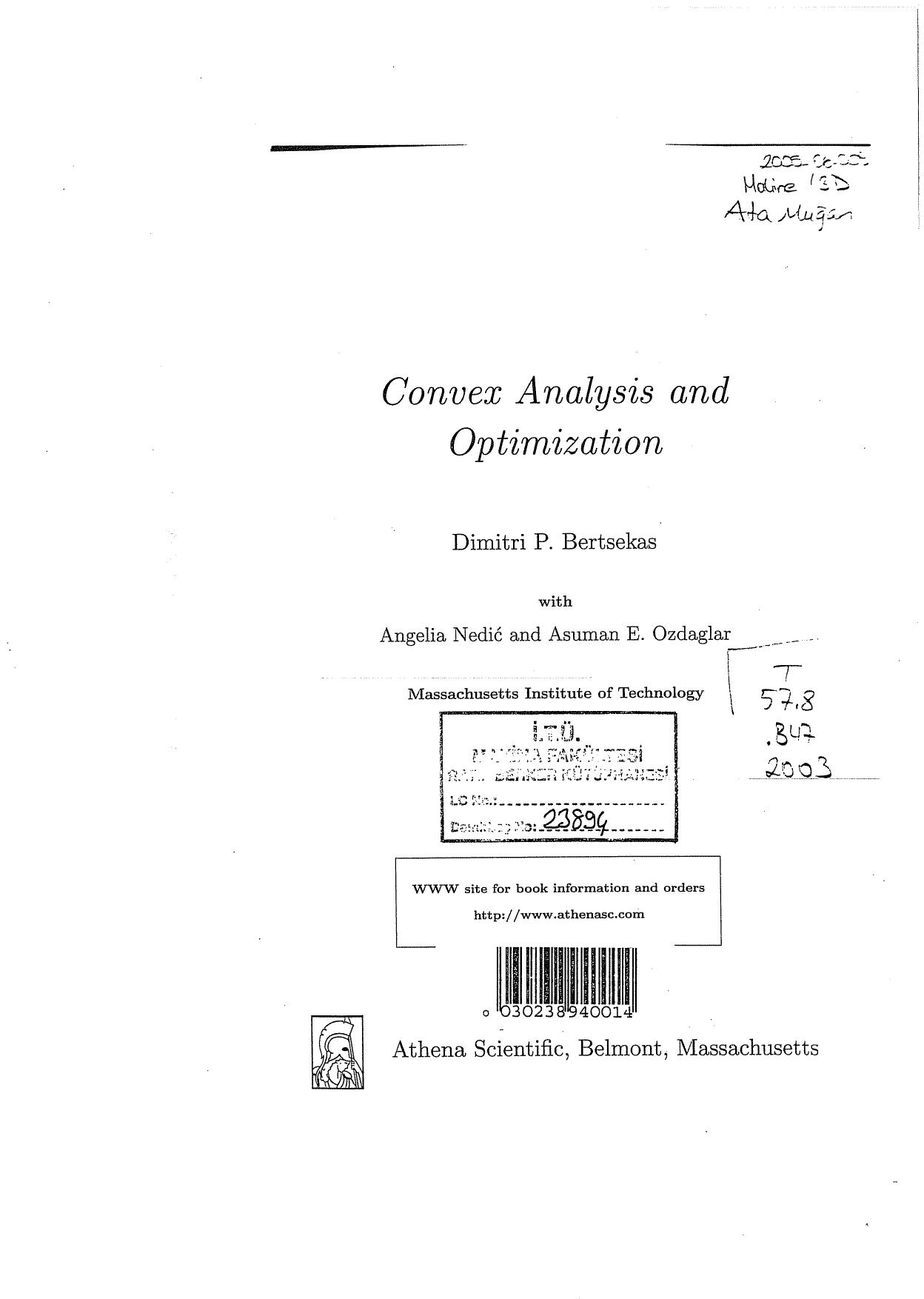 1_BbBxl964_Convex Analysis and Optimization [MIT经典教材：凸分析和凸优化]-Dimitri P. Bertsekas