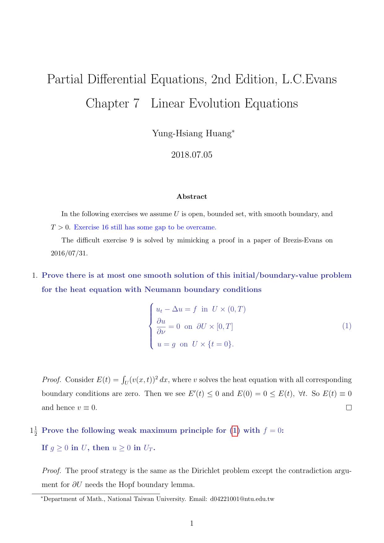 1_Nadgy5OD_Evans PDE Solution Chapter 7 Linear Evolution Equations