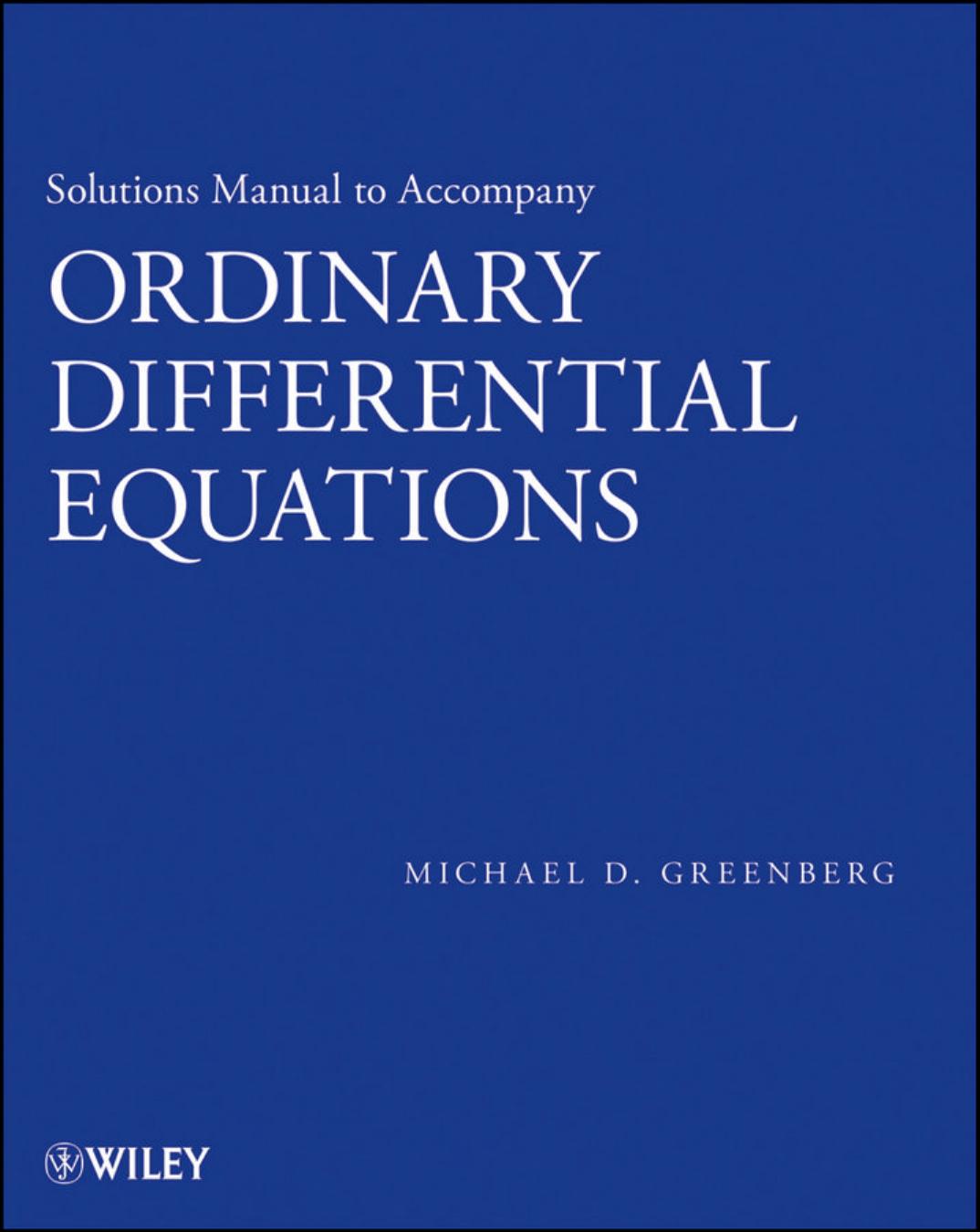 1_NBwcxSD8_Ordinary Differential Equations (Michael D. Greenberg) solution