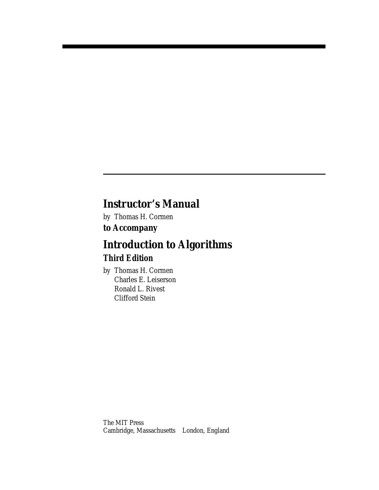 1_UDtRGkBT_算法导论官方手册Instructor's Manual to Accompany Introduction to Algorithms 3ed