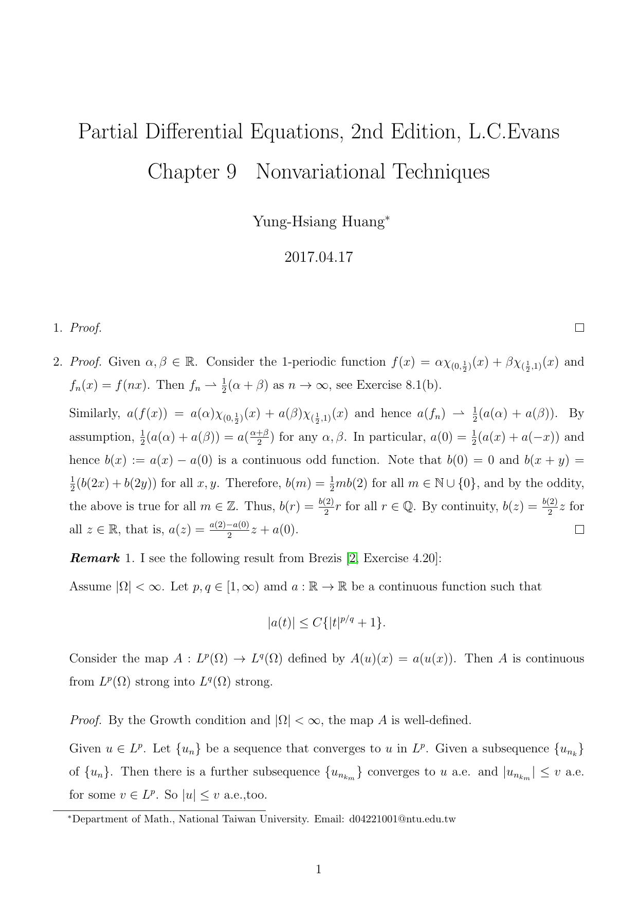 1_LemGbGHn_Evans PDE Solution Chapter 9 Nonvariational Techniques