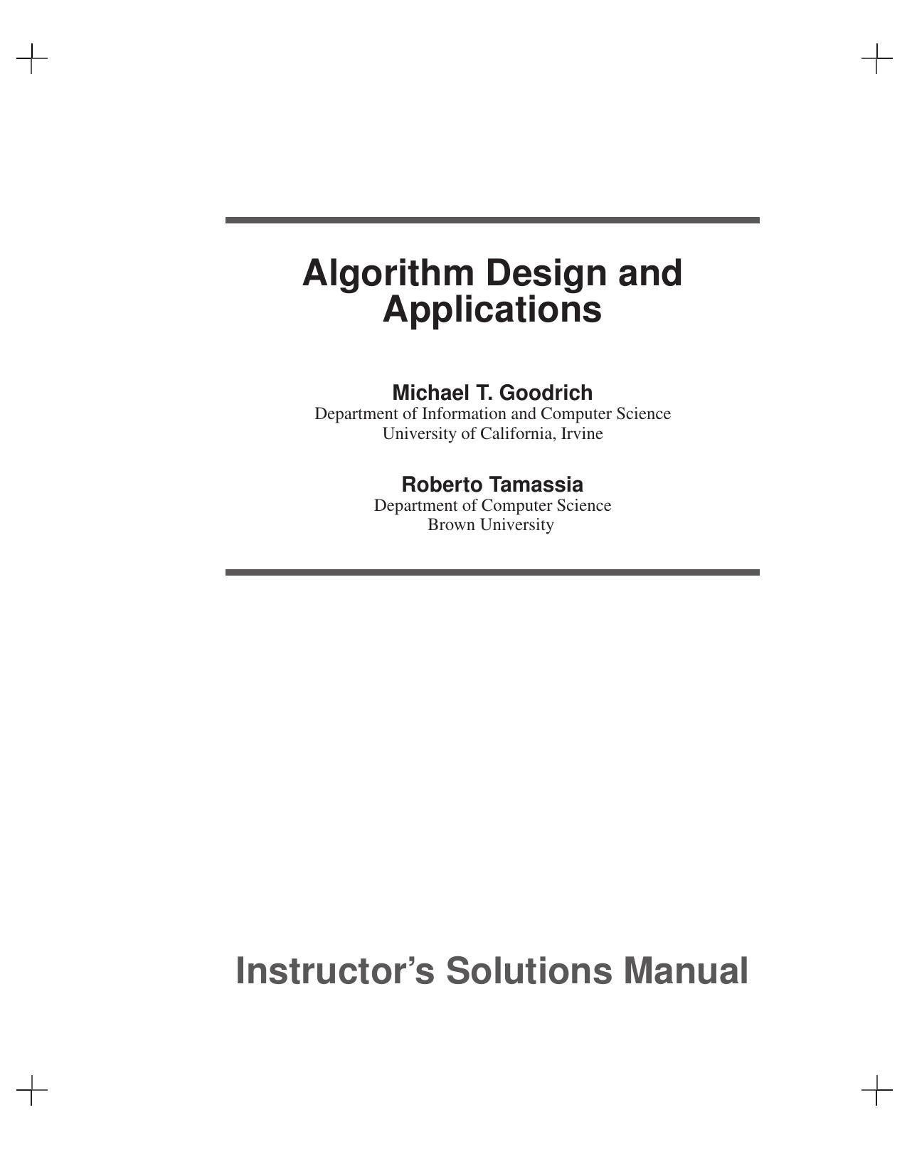 1_zB9OIHgU_算法设计与应用答案Michael T. Goodrich, Roberto Tamassia-Algorithm Design and Applications solution