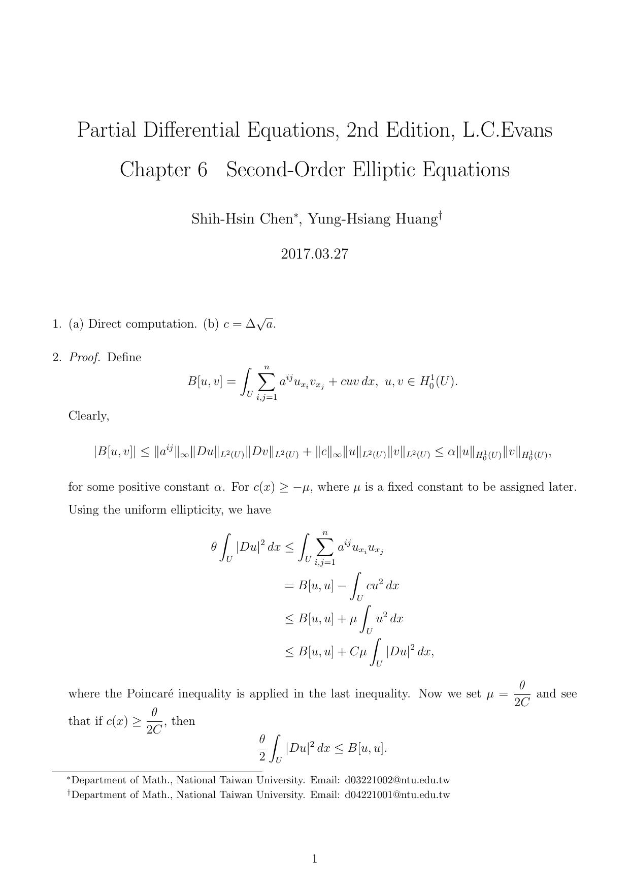 1_q6B9SHs6_Evans PDE Solution Chapter 6 Second-Order Elliptic Equations