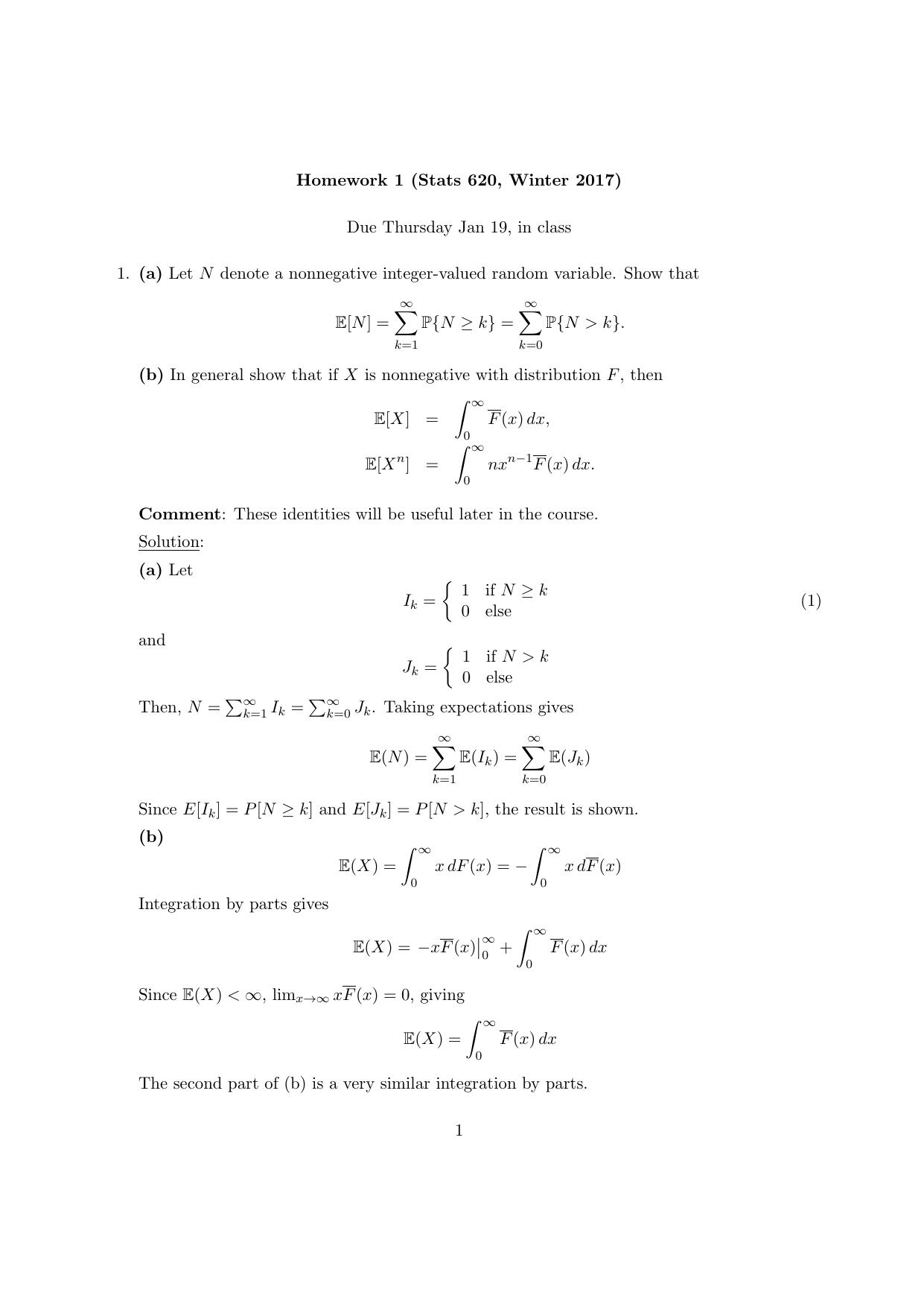 1_GLUmzzcg_随机过程答案Ross 2rd Stochastic Process solution by UMich