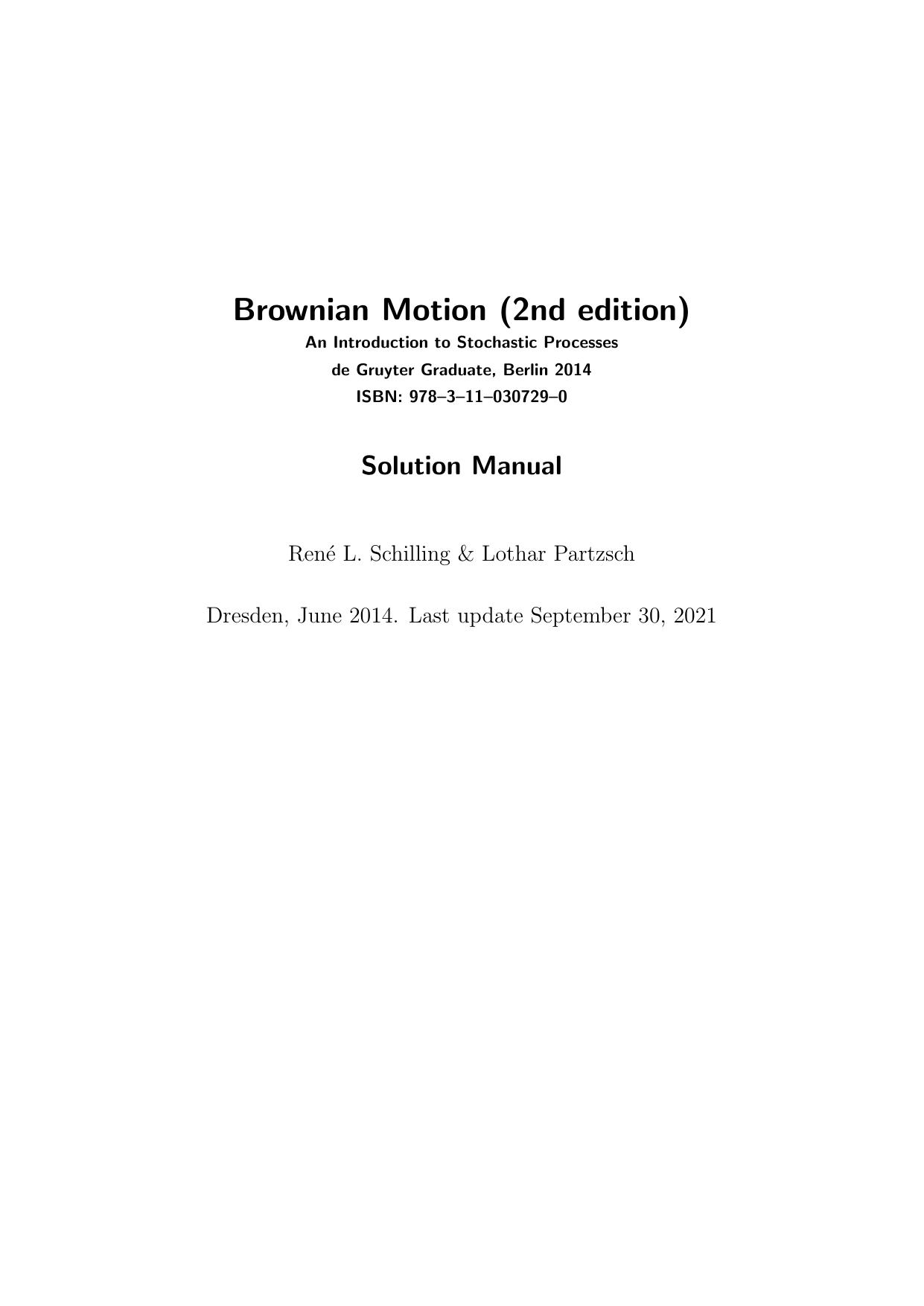 1_2SLEFCgB_Brownian Motion-An Introduction to Stochastic Processes-solution-2ed