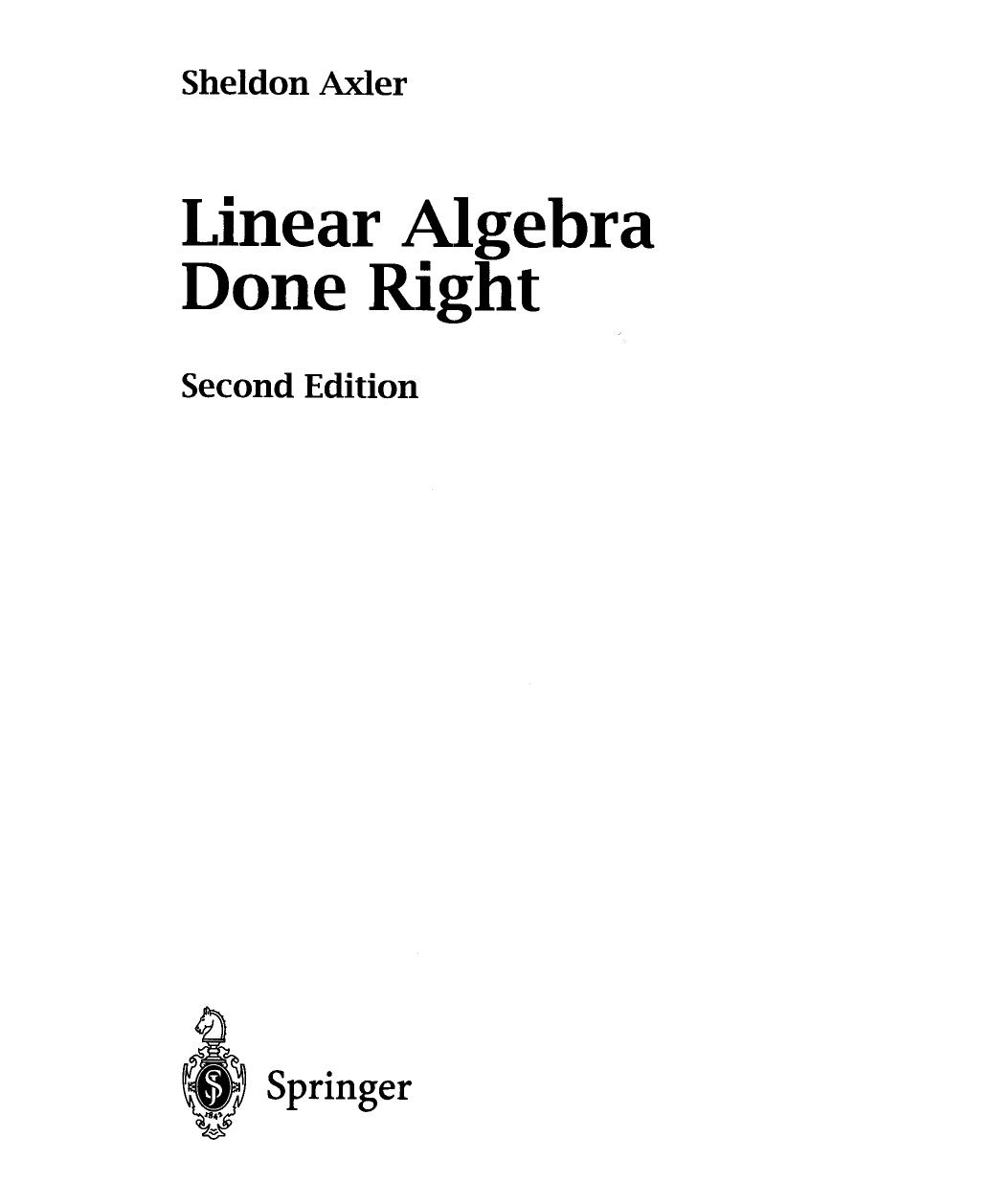 Linear Algebra Done Right, Second Edition