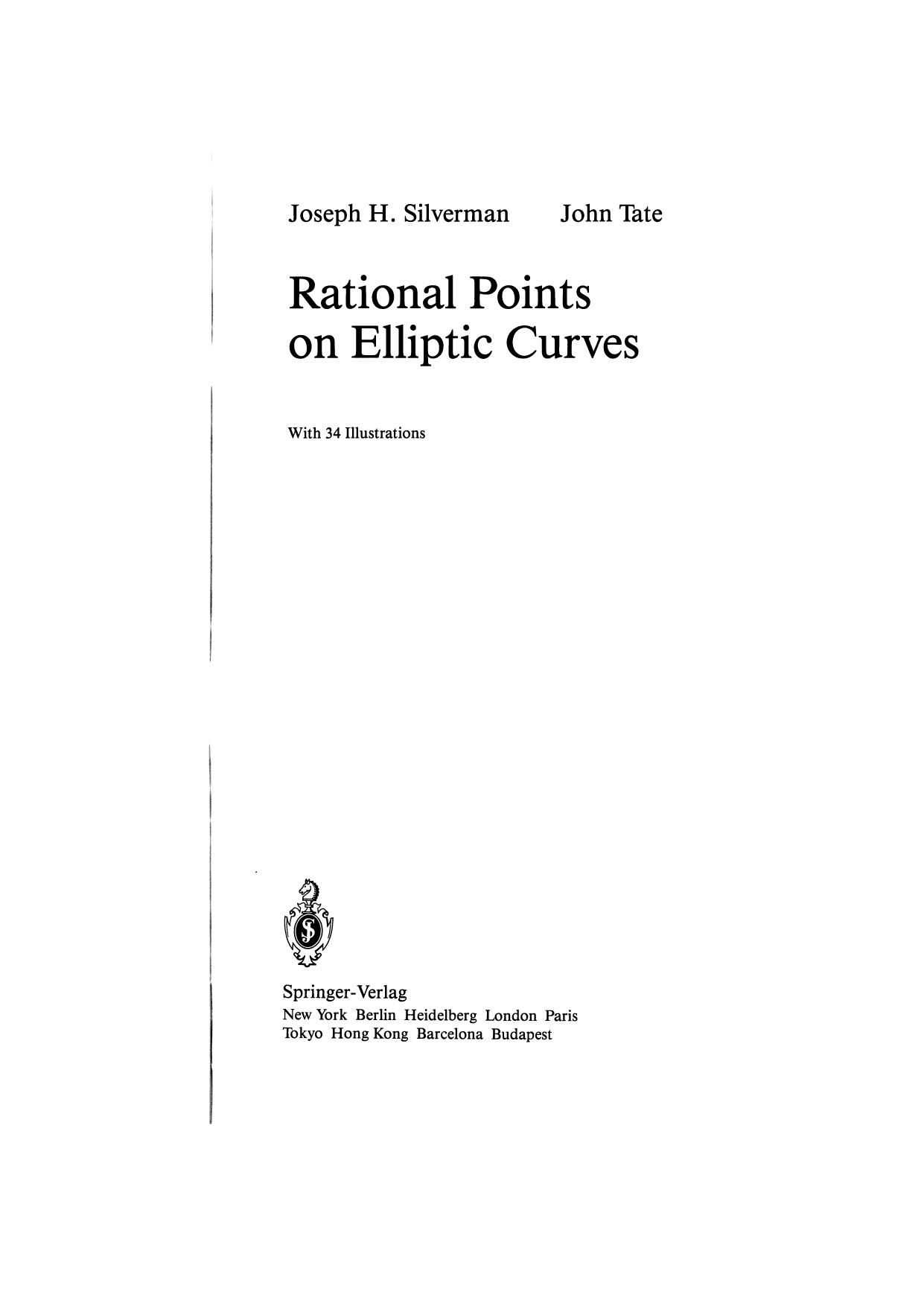 1 ojbMyXL1 158、UTM Silverman J. Tate J. Rational points on elliptic curves (1992)