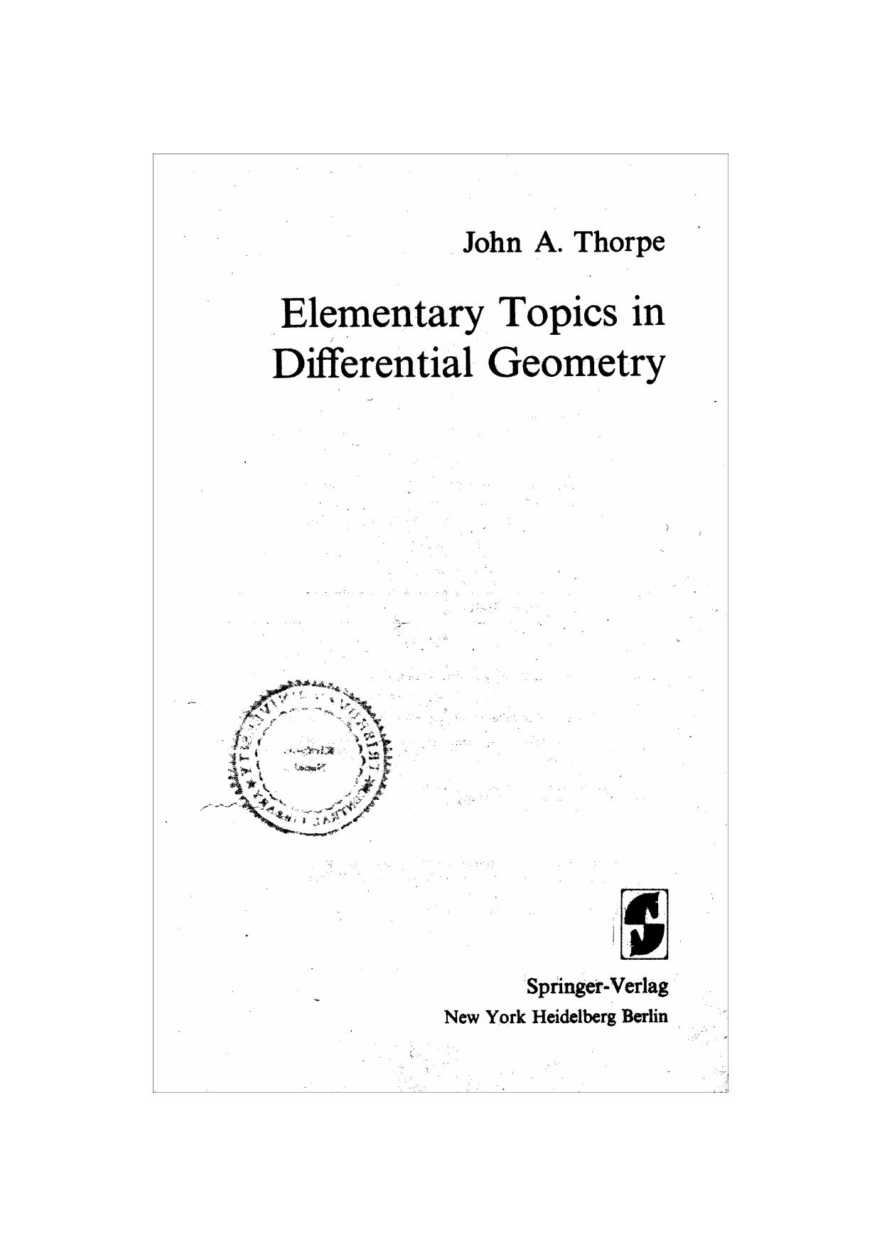 1 SBta2ozo 16、UTM Thorpe, John A. (1979). Elementary Topics in Differential Geometry