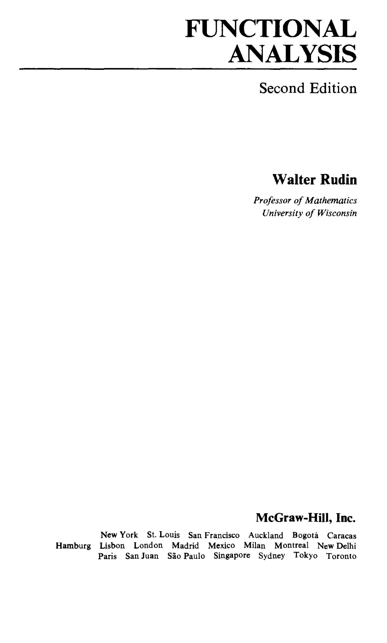 华章数学译丛03-泛函分析(第2版)【英文版】-[美]Walter.Rudin-麦格劳·希尔出版-1991